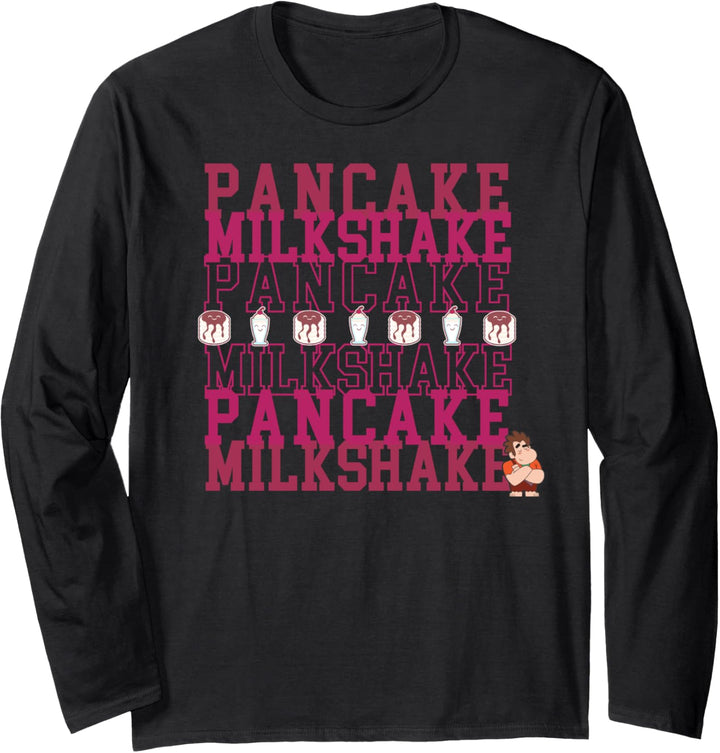 Disney Wreck-It Ralph 2 Pancake Milkshake Text Stack Langarmshirt