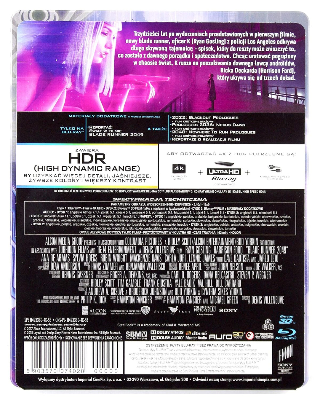 Blade Runner 2049 3-Discs Steelbook Edition 4K Ultra HD + Blu-Ray 3D + Blu-Ray [Region Free]