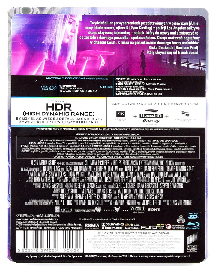 Blade Runner 2049 3-Discs Steelbook Edition 4K Ultra HD + Blu-Ray 3D + Blu-Ray [Region Free]