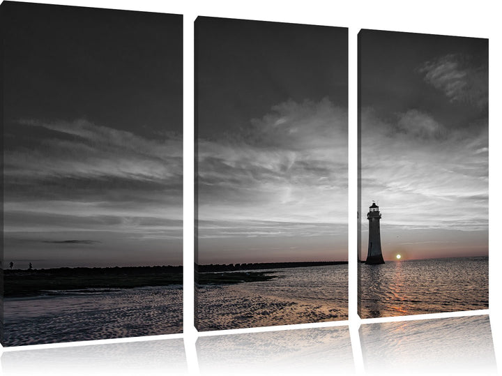 Pixxprint Leuchtturm im Sonnenuntergang als Leinwandbild/Grösse: 3 Teilig (120x80) cm/Wandbild/Kunst