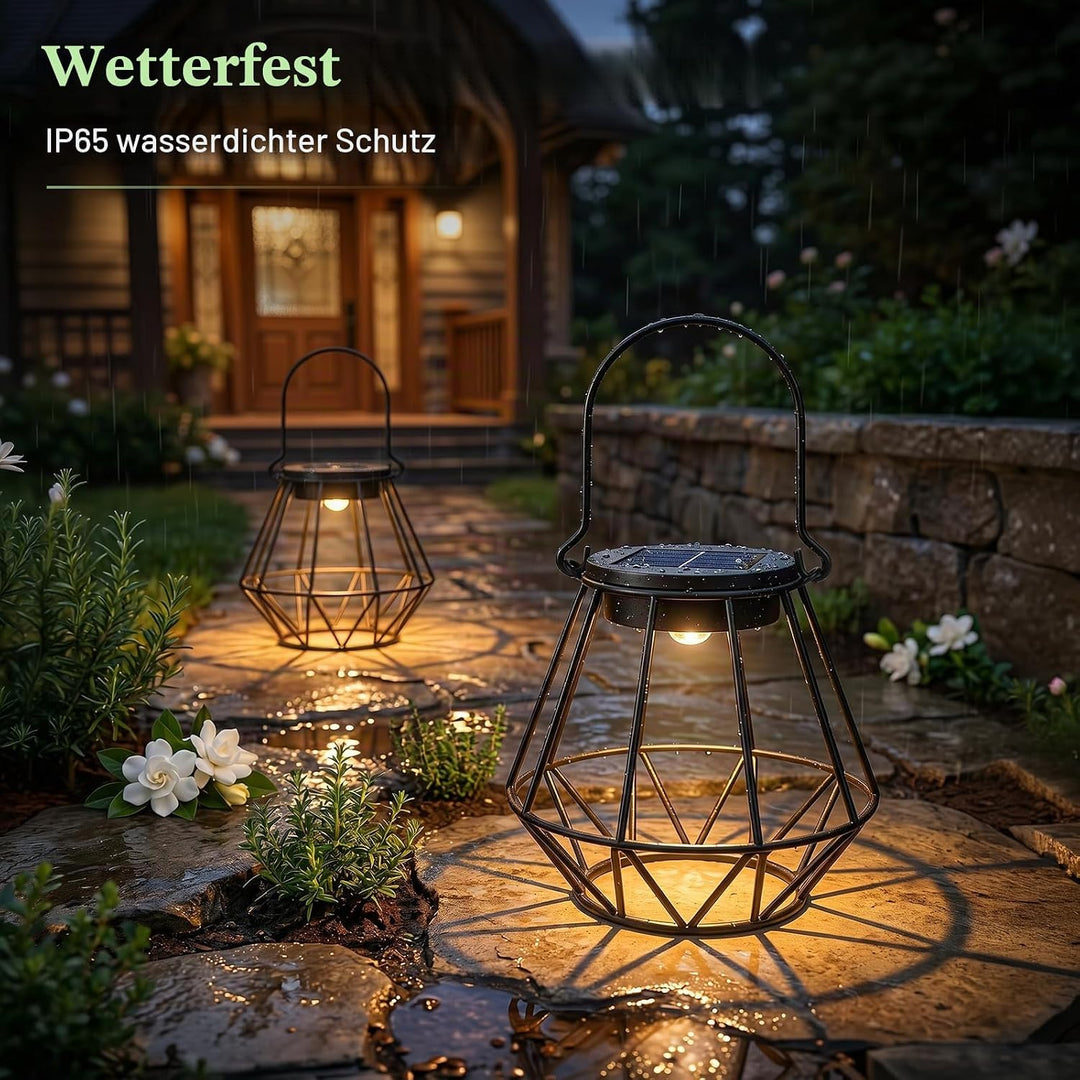 Kimjo Solarlaterne für Aussen, Solarlampen für Aussen Garten Hängend/Stehend, IP65 Wasserdicht Solar
