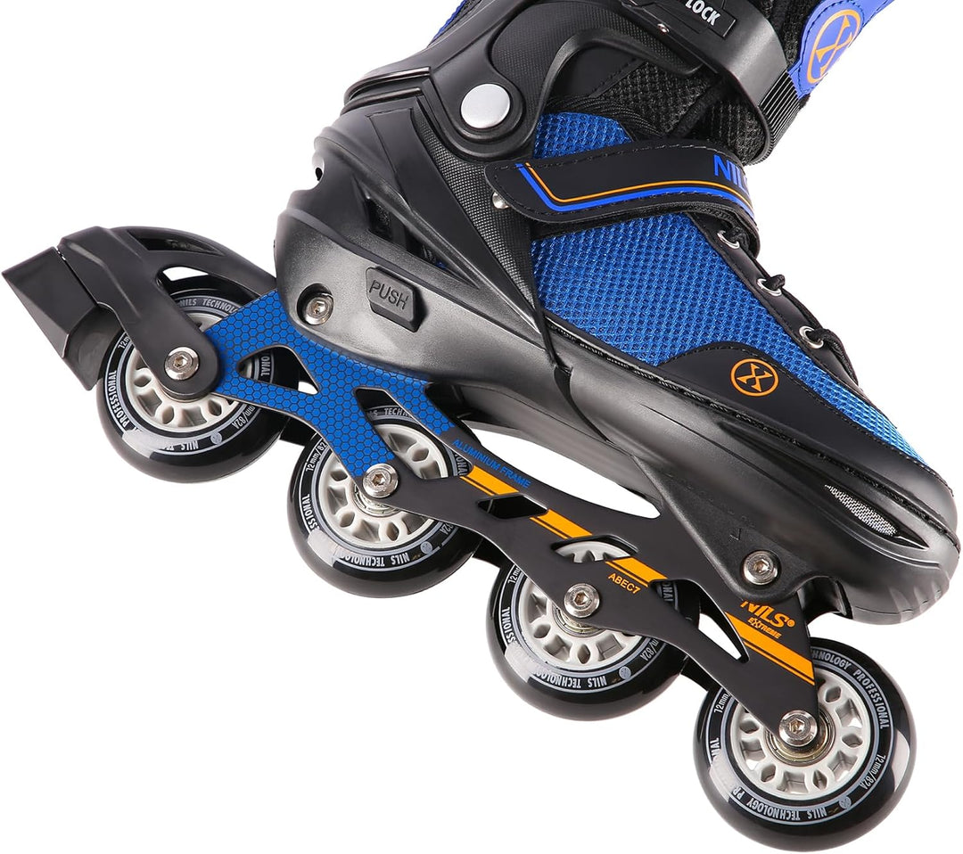 Nils Extreme 2-in-1 Eishockeyschlittschuhe, Farbe: Schwarz und Orange, Grösse: M (34-38)