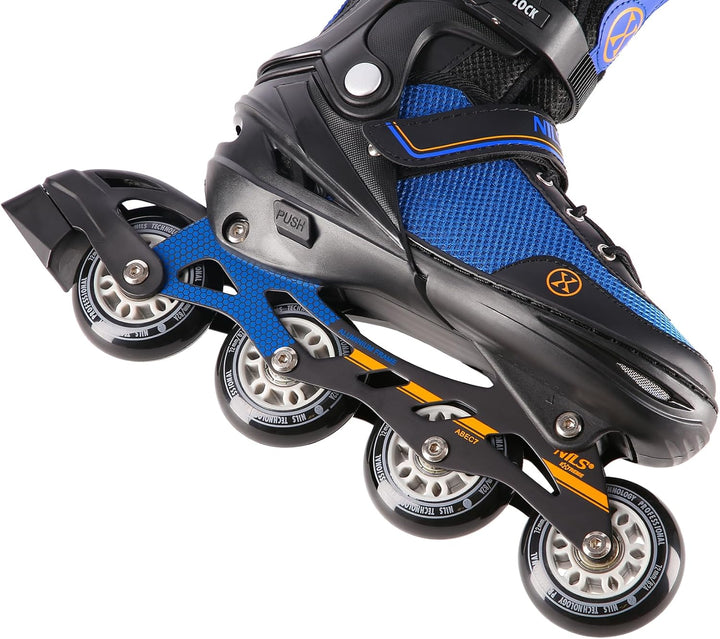 Nils Extreme 2-in-1 Eishockeyschlittschuhe, Farbe: Schwarz und Orange, Grösse: M (34-38)