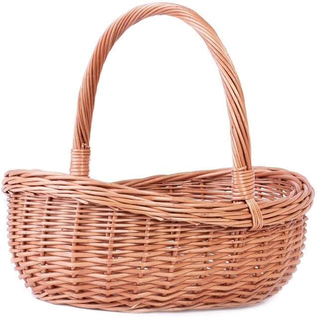 Einkaufskorb Weide Geflochtener Korb mit Henkel Aufbewahrungskorb Leicht Picknickkorb Geschenkkorb L