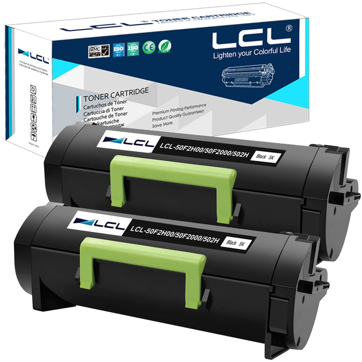 LCL Kompatibel Tonerkartusche 50F3H00 50F2H00 50F0HA0 50F2H0E 5000page (2Schwarz) Ersatz für Lexmark