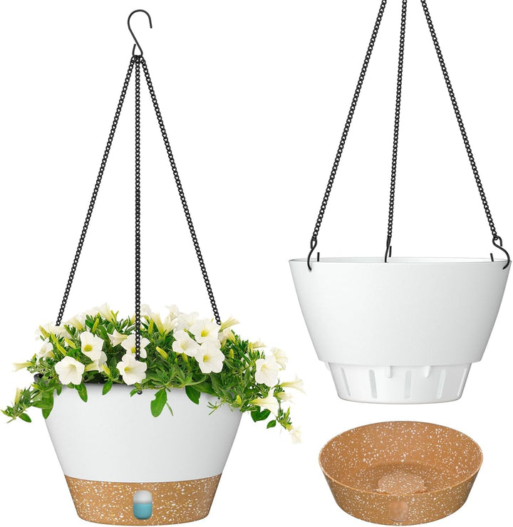 ZMTECH Hängetopf für Pflanzen, 20cm Blumentopf Ampel Hängend, Kunststoff Hänge Blumentopf mit Unters