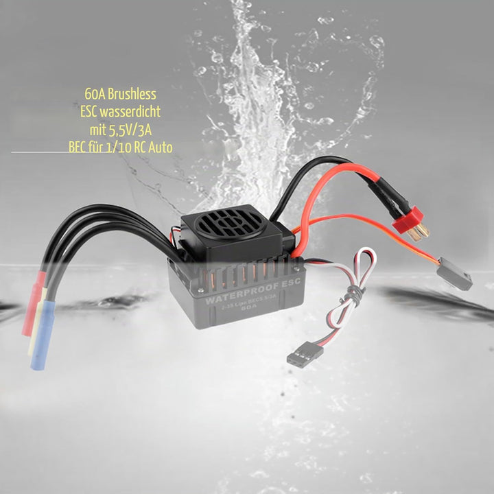GoolRC 3650 3900 KV Beushless-Motor wasserdicht mit Kombi-Set ESC 60A für 1/10 RC LKW Auto