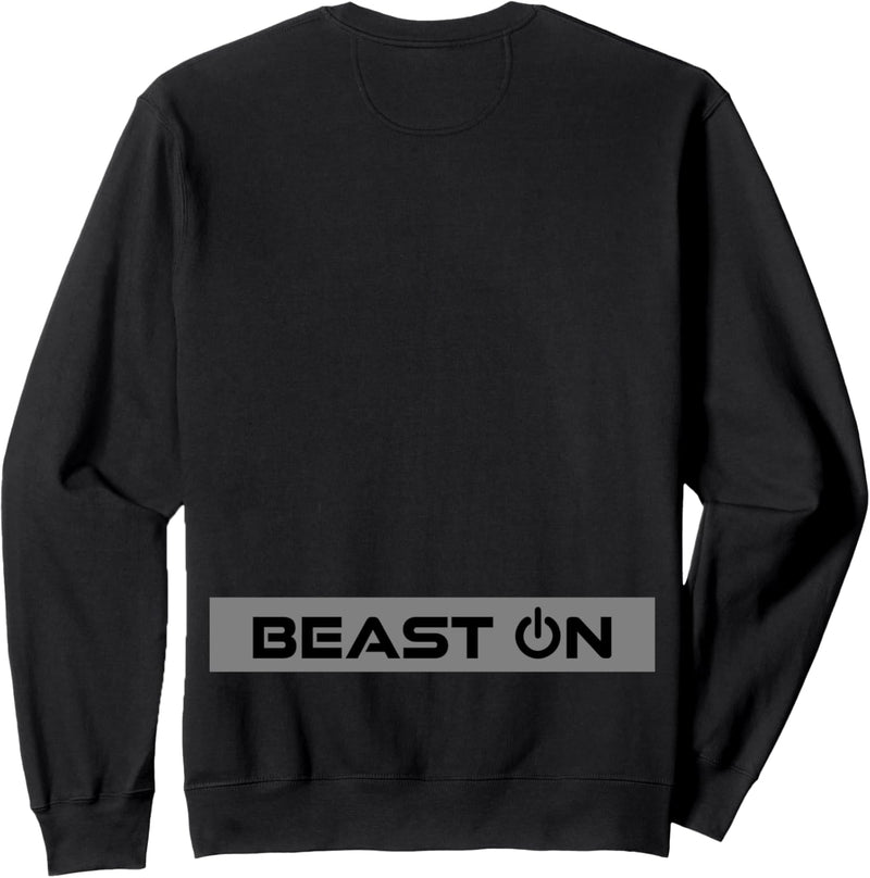 Beast ON Rücken Motiv graue Farbe Fitness Gym Motivation Sweatshirt