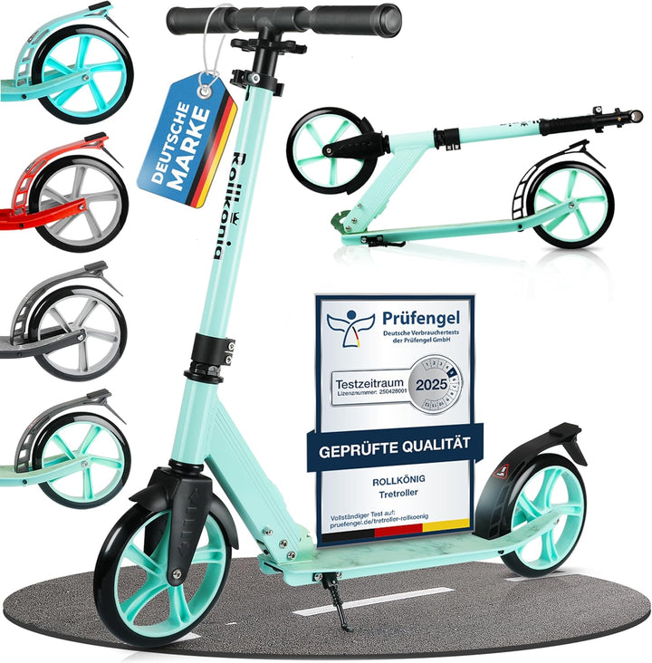 Rollkönig ® Scooter für Kinder ab 5 Jahren I Der Faltbare City-Scooter mit grossen Rädern I Tret-Rol
