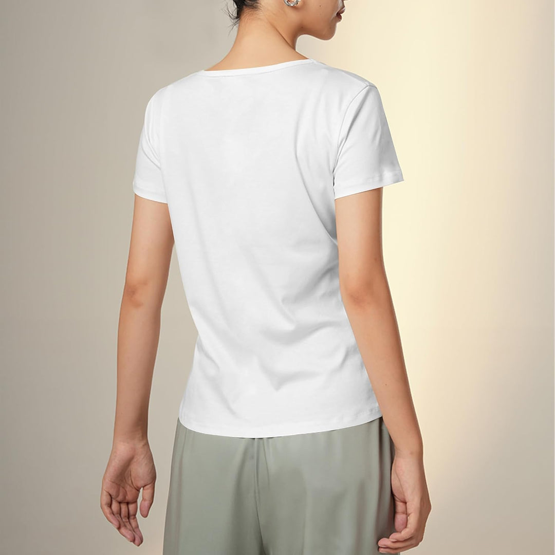 LiKing Damen T-Shirt Baumwolle Kurzarm Basic Sommer Rundhals T-Shirts Oberteile Top Bluse 1/3er Pack