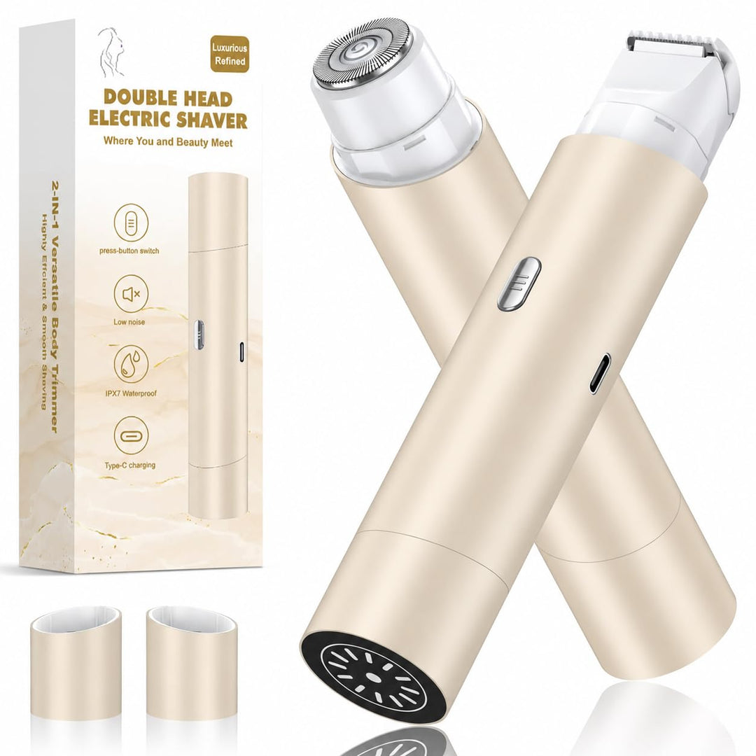 Bikini Trimmer for Women, Dual Head Face Shaver Body Hair Trimmmer, IPX7 Waterproof Womens Electric