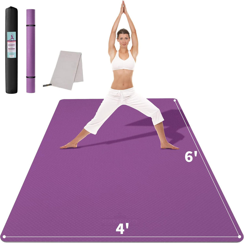 CAMBIVO Yogamatte XXL, Yoga Matte 183cm x 122cm x 6mm, Sportmatte Fitnessmatte Rutschfest, TPE Gymna