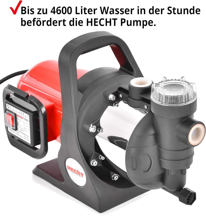 HECHT Kreiselpumpe – leistungsstarke Wasserpumpe mit 1100 Watt (230V), max. 4,5 bar Druck, 4600 l/h