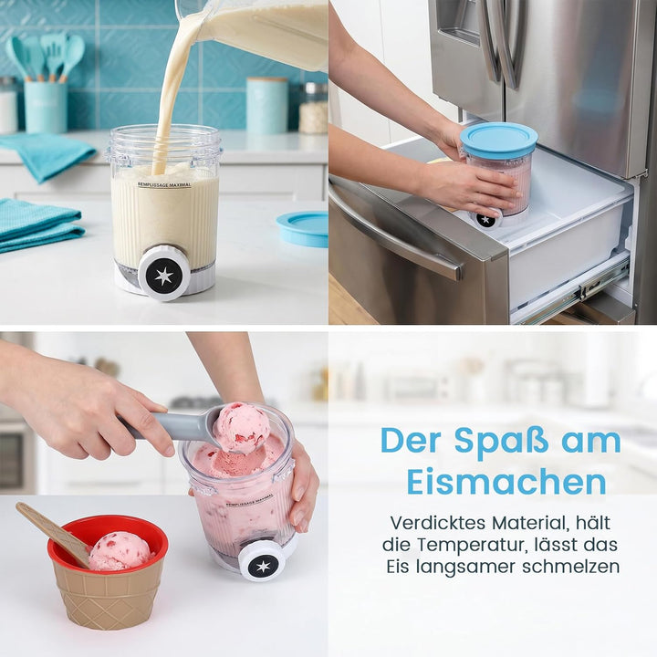 Eismaschine Eiskaltes Set mit 4 Behältern, 4 Eistassen & 1 Schaufel | Ninja Creami BehäLter Creami S