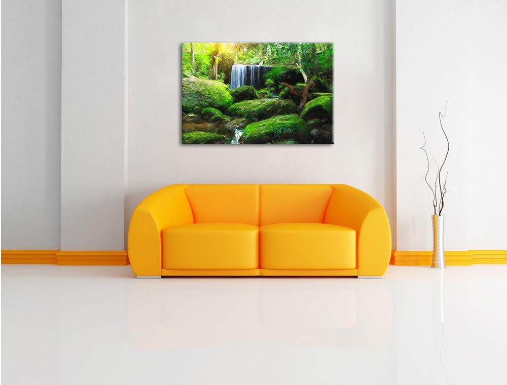 Pixxprint Regenwald in Thailand / 100x70cm Leinwandbild bespannt auf Holzrahmen/Wandbild Kunstdruck