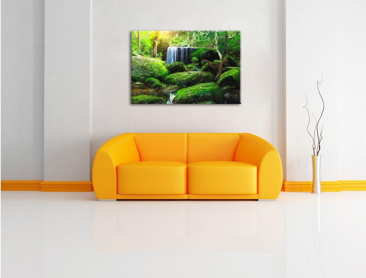 Pixxprint Regenwald in Thailand / 100x70cm Leinwandbild bespannt auf Holzrahmen/Wandbild Kunstdruck