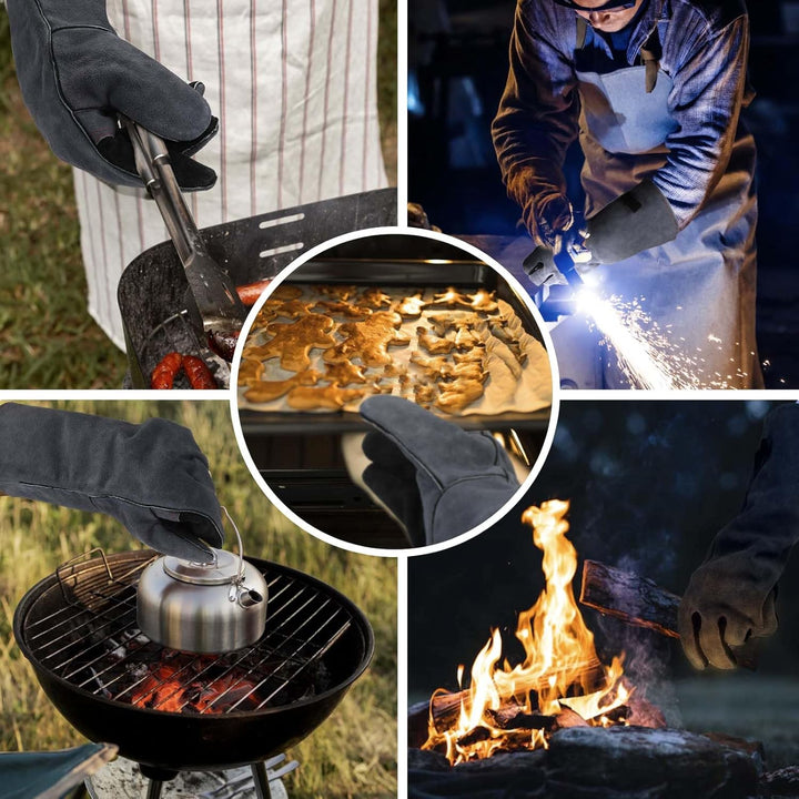 APOGO Ofenhandschuhe Backhandschuhe Grillhandschuhe 1 Paar Leder Grill Handschuhe 41x15X1.5cm Wildle