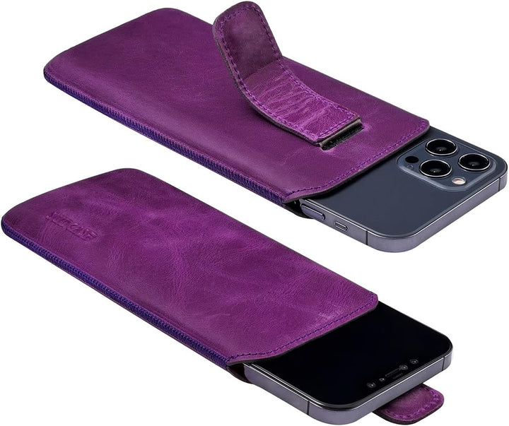 Suncase ECHT Ledertasche Leder Etui *Slim-Edition* kompatibel mit iPhone 16 Pro Max (6,9 Zoll) Hülle