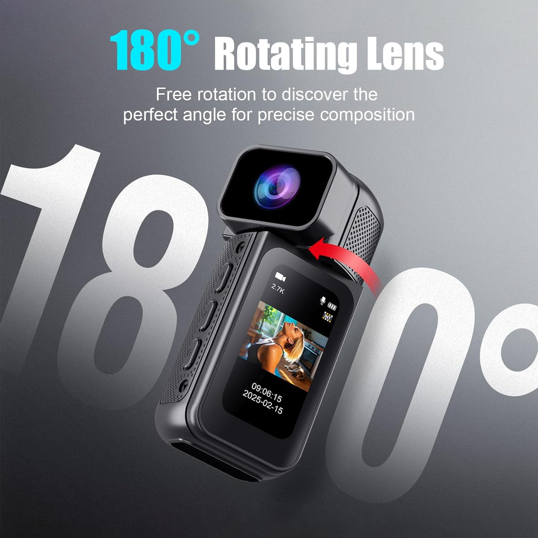 Action Cam 180° Drehung des Objektivs WiFi Kamera, 2.7K Action Kamera mit 170°Weitwinkel,Fahrrad Vid