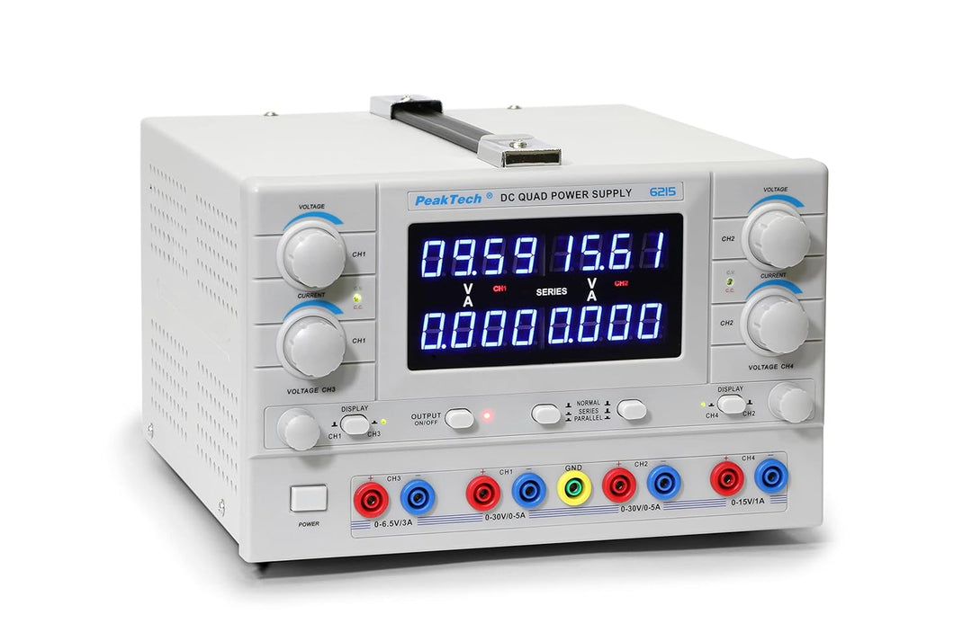 PeakTech Digtial Quad Labornetzteil - Labornetzgerät 0-30V / 0-5A DC, stabilisiert, linear regelbar,
