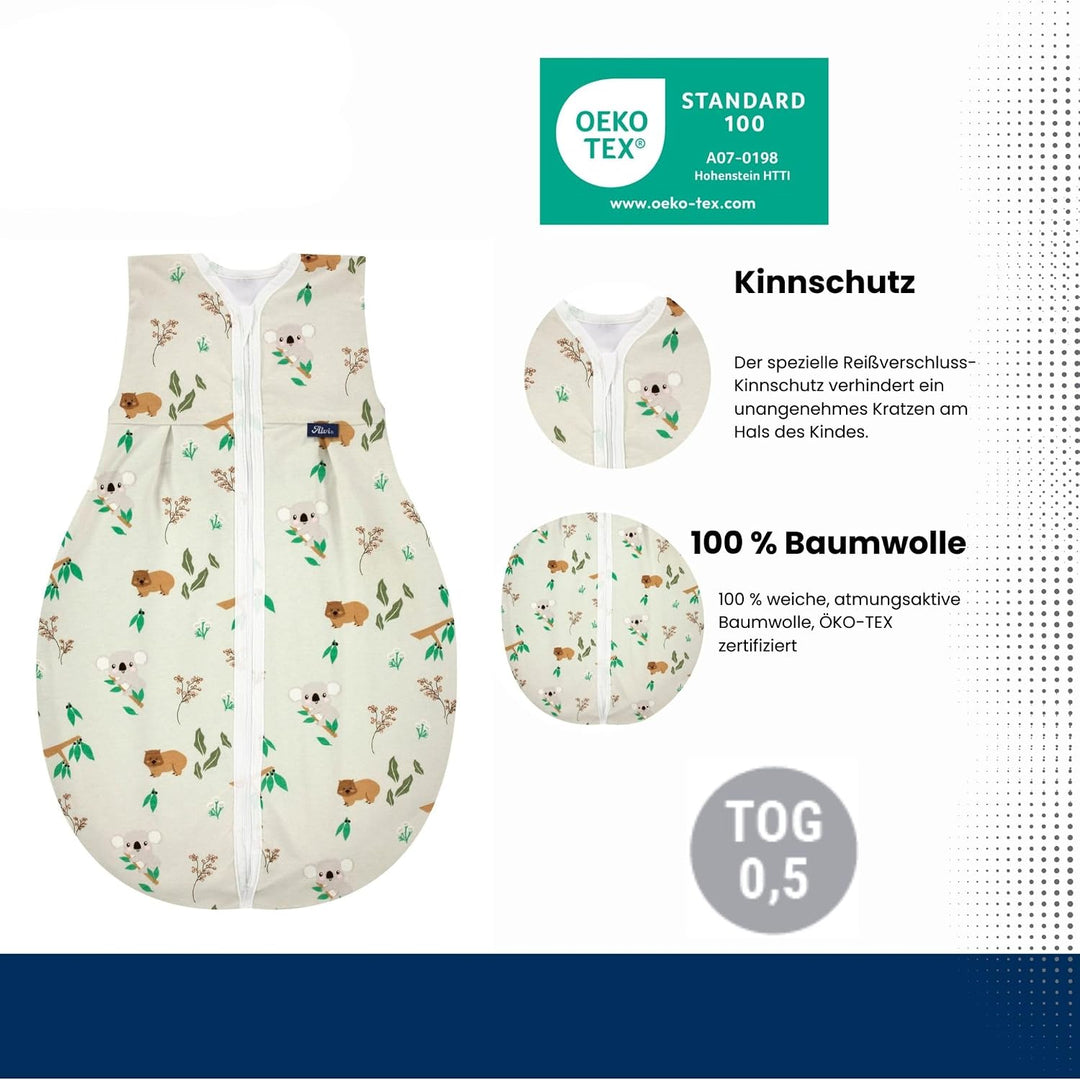Alvi Baby Kugelschlafsack Molton Exklusiv Baumwolle – Babyschlafsack Atmungsaktiv Ganzjahr, Schlafsa