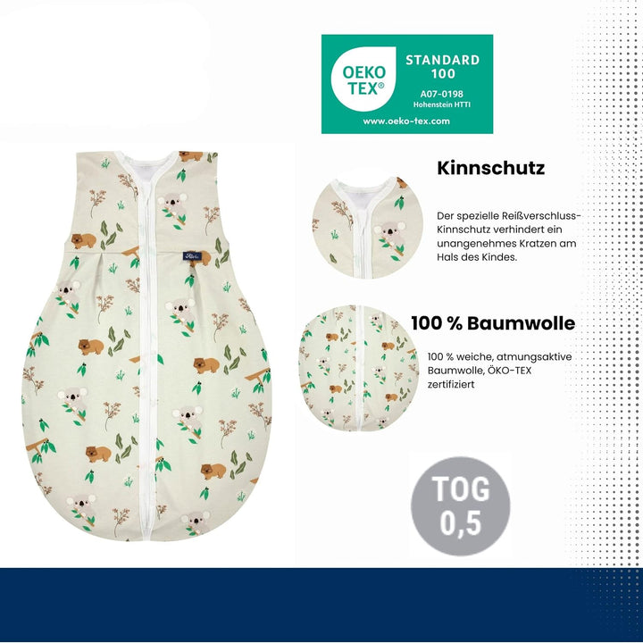Alvi Baby Kugelschlafsack Molton Exklusiv Baumwolle – Babyschlafsack Atmungsaktiv Ganzjahr, Schlafsa