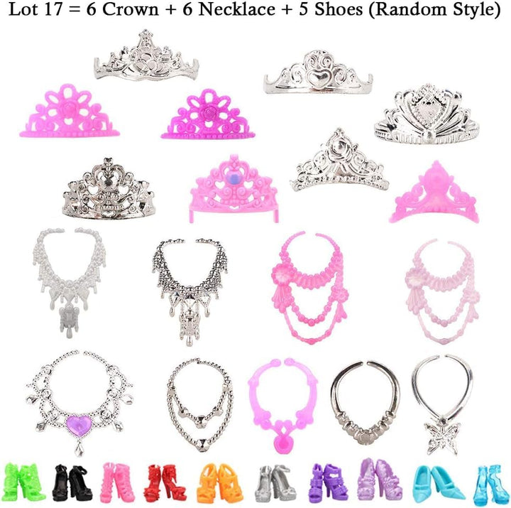 Miunana 27 Puppenkleidung Kleidung Schmuck Zubehör Hochzeit Party Abendkleider für Puppen = 10 Kleid