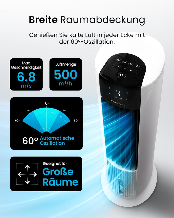 Pro Breeze 7 Liter Mobiler Luftkühler mit 7 Geschwindigkeitsstufen, 3 Betriebsarten & Digitalem Disp