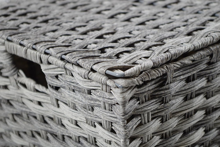 Kobolo Wäschebehälter mit Rollen aus grauem Polyrattan