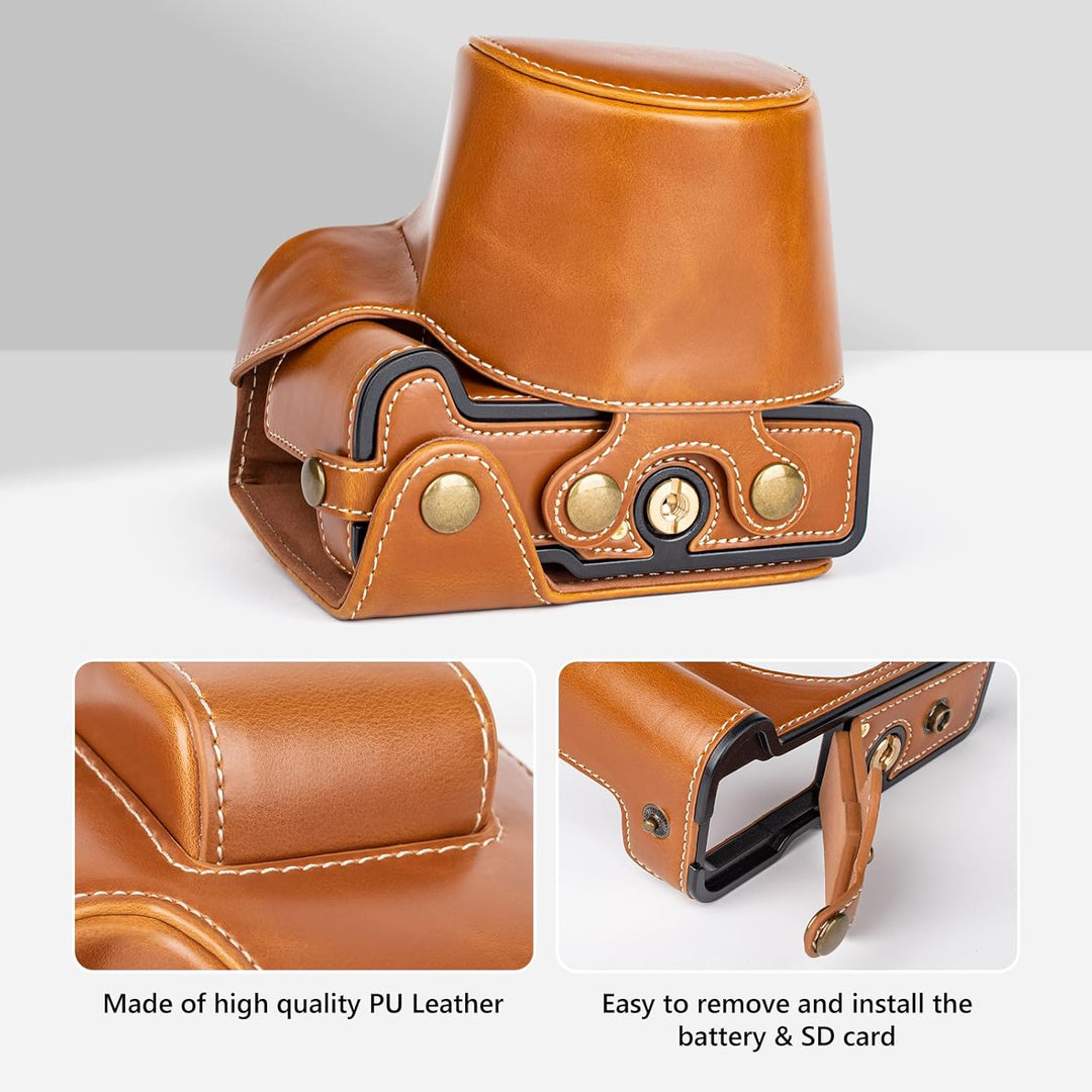 MUZIRI KINOKOO EOS R50 Kameratasche, Retro-PU-Leder Schutzhülle für Canon EOS 50 DSLR Kamera – EOS R