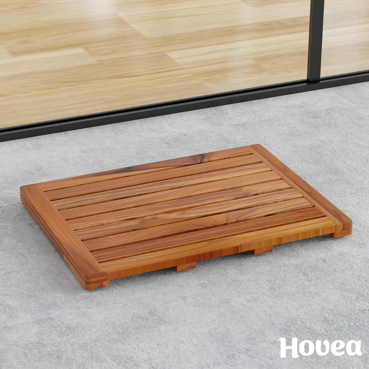 Hovea - Badematte aus Teakholz 61 x 45 cm - Duschmatte Holz - Euchtigkeitsbeständig, Schimmelresiste