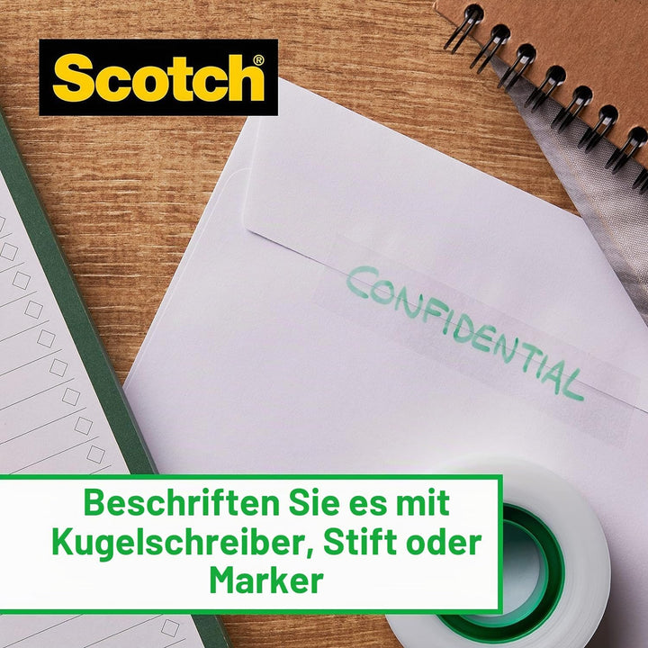 Scotch Schreibtisch-Klebebandabroller, Schwarz + Scotch Magic Unsichtbares Klebeband, 19 mm x 33 m,