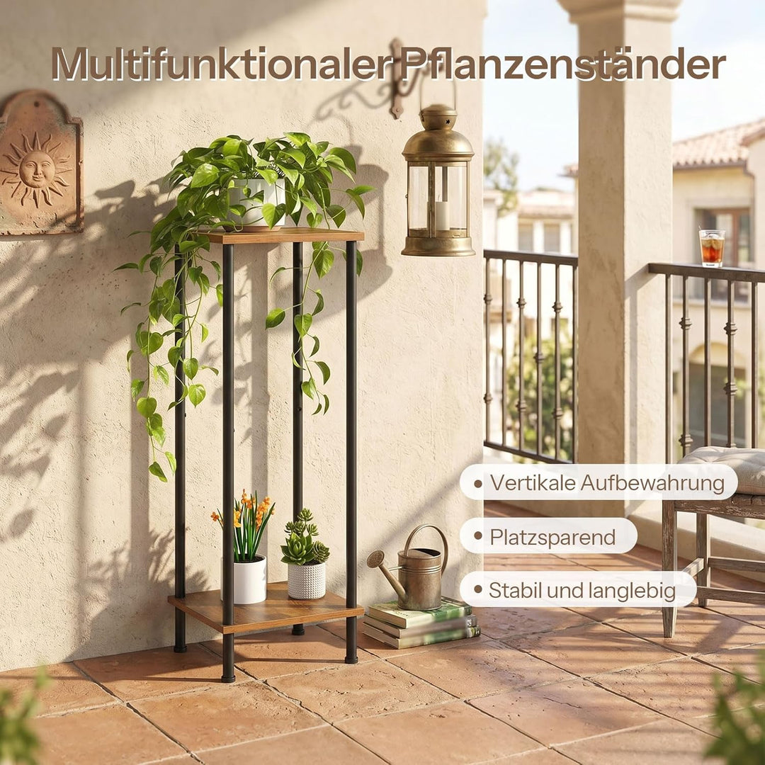 HOOBRO 2 Ebenen Pflanzenständer für drinnen, Blumentreppe, Blumenregal, quadratischer Pflanzenstände