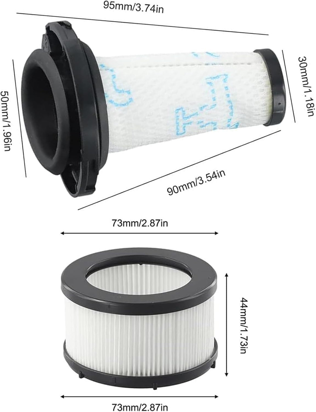 Filter Ersatzteile Zubehör für Rowenta X-Force Flex 9.60 / X-Nano kabelloser Akku-Stabstaubsauger, 2