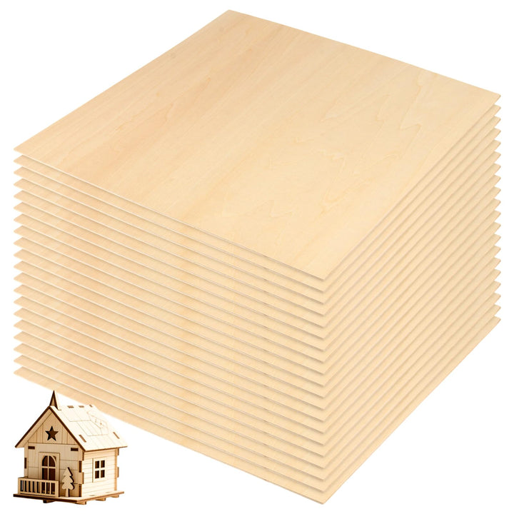 MUNGHOK 20 Stück 300 x 300 x 2mm Holzplatte zum Basteln, Quadratisch Lindenholz Sperrholzplatten, Ba