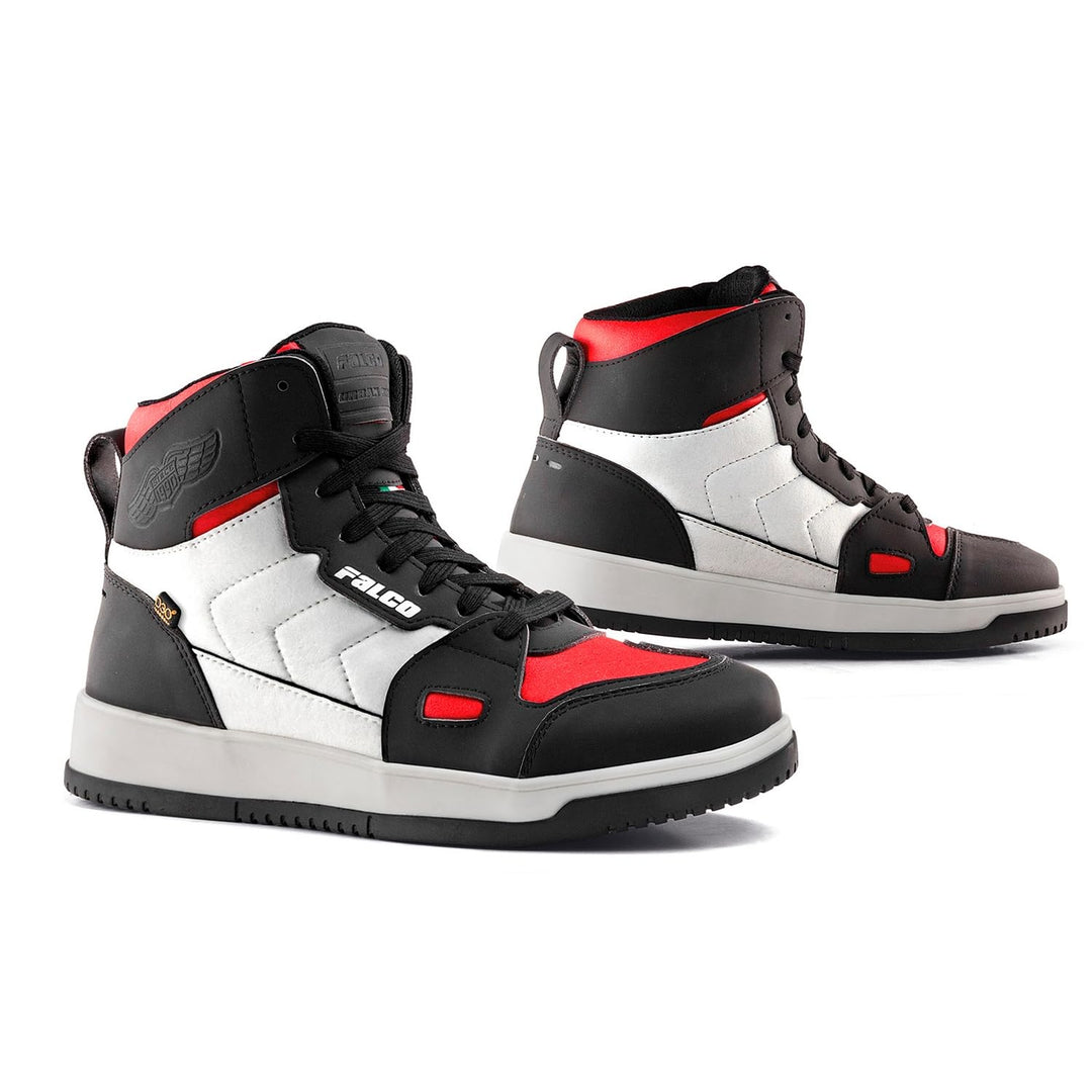 FALCO Harlem Stiefel Herren - Motorrad Schwarz Weiss Rot 40 EU, Schwarz Weiss Rot 40 EU