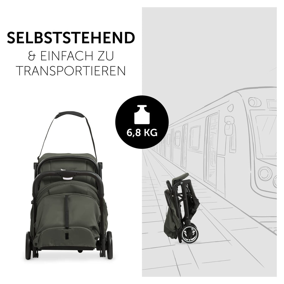 hauck Travel N Care, Dark Olive - Reise Buggy für Kinder ab Geburt bis 22 kg - mit Liegefunktion - L