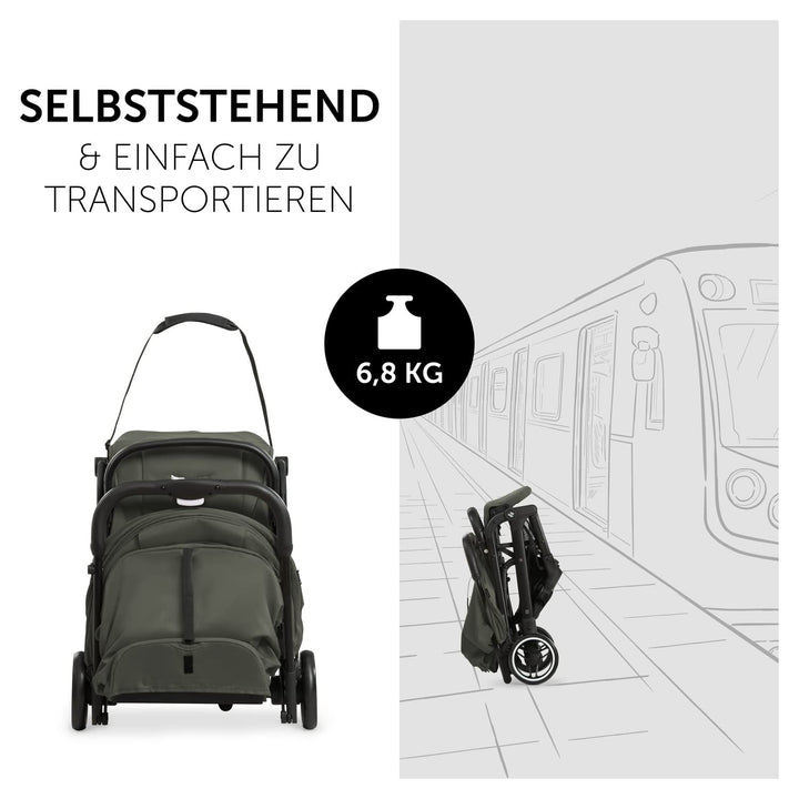 hauck Travel N Care, Dark Olive - Reise Buggy für Kinder ab Geburt bis 22 kg - mit Liegefunktion - L