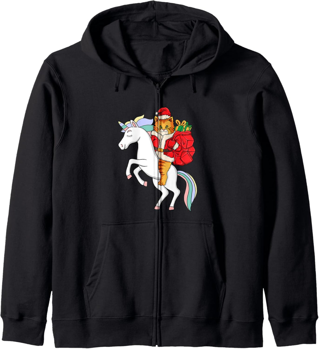 Weihnachtsmütze mit Katzen-Motiv, Einhorn-Motiv, für Kinder, Jungen, Mädchen, Weihnachten Kapuzenjac