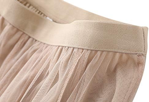 Damen Rock Sommer Langer Tüllrock A-Linie Faltenrock Knöchellang Hoher Bund Schick Maxirock Elastisc