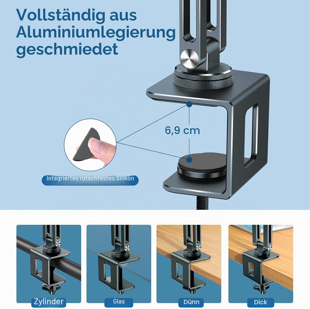 nediea Laptop Halterung für Schreibtisch, Laptop Armhalterung mit 360° Drehbarem, Aluminium Laptop T