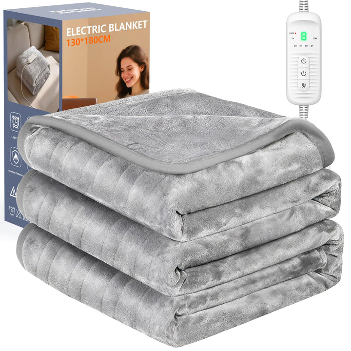 Ecliptron Heizdecke 180x130 cm, heizdecke mit abschaltautomatik, 9 Heizstufen und 10 Stunden Auto-Of