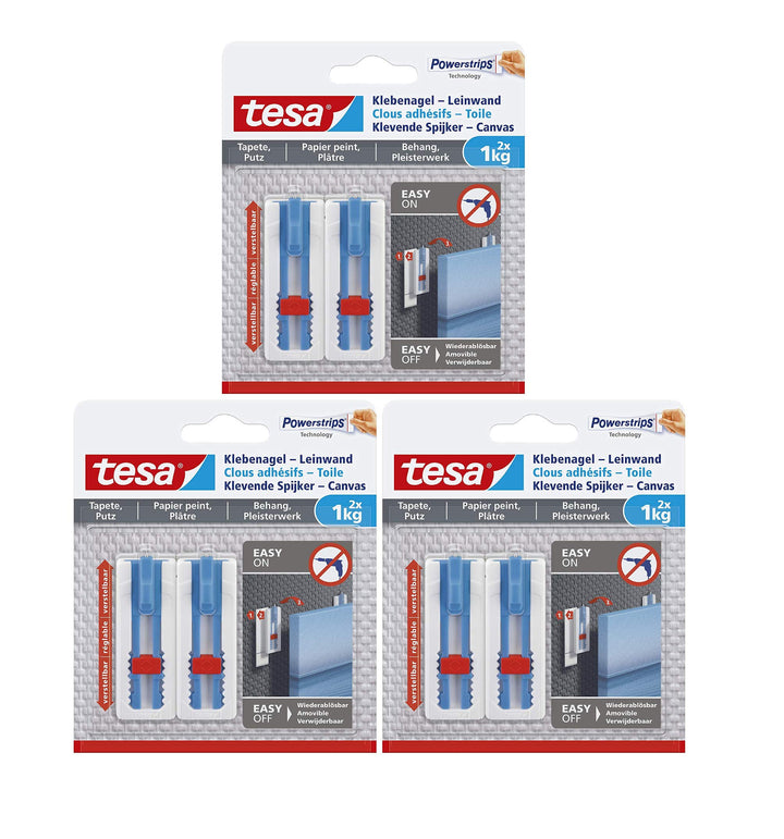 Tesa 77778 Klebenagel Tapeten & Putz-höhenverstellbar-Selbstklebender ideal für Leinwand & Keilrahme