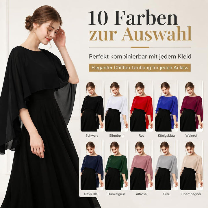 Damen Chiffon Stola Schal Braut Hochzeit Capes Leichter Poncho Elegant Umschlagtuch Chiffonschal Bol