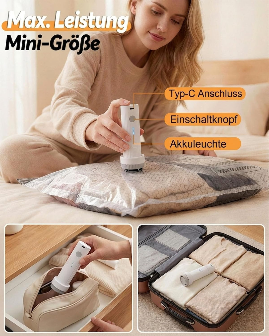 Vakuumbeutel für Kleidung mit Kabelloser Wiederaufladbarer Elektrischer Pumpe, 15 Stück(5x 40x50cm,