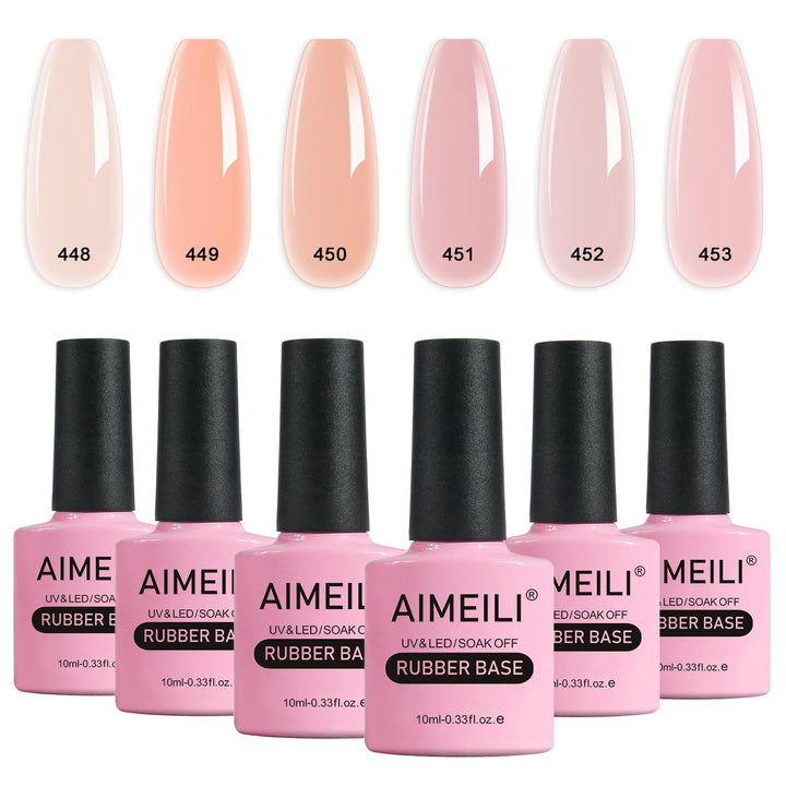 AIMEILI Rubber Base Gel Set 6pcs Rubber Base Coat Soak Off UV LED Nägel Unterlack Gel Nagellack Mani
