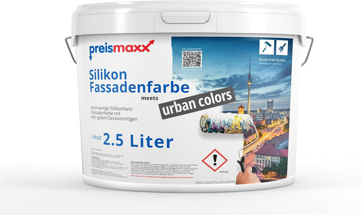 Preismaxx Silikonharz Fassadenfarbe, Mokkabraun Braun 2,5 Liter, hochwertige, matte, wasserabweisend