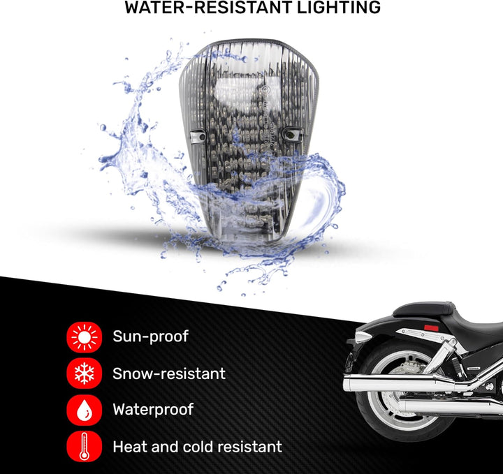 avdb-moto LED-Bremslicht mit integrierten Blinker kompatibel mit VTX 1300, 1800 (Klar), Klar