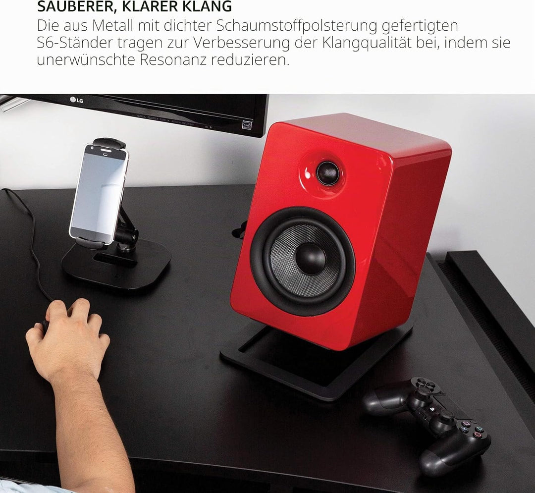 Tischhalterungen S6, schwarz, für Lautsprecher Kanto YU6 und TUK oder Lautsprecher gleicher Grösse,