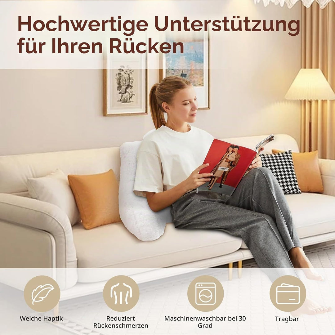 Lesekissen, Rückenkissen Für Bett Und Sofa Mit Armlehnen, Lendenwirbelkissen Aus Memory Foam Mit Arm